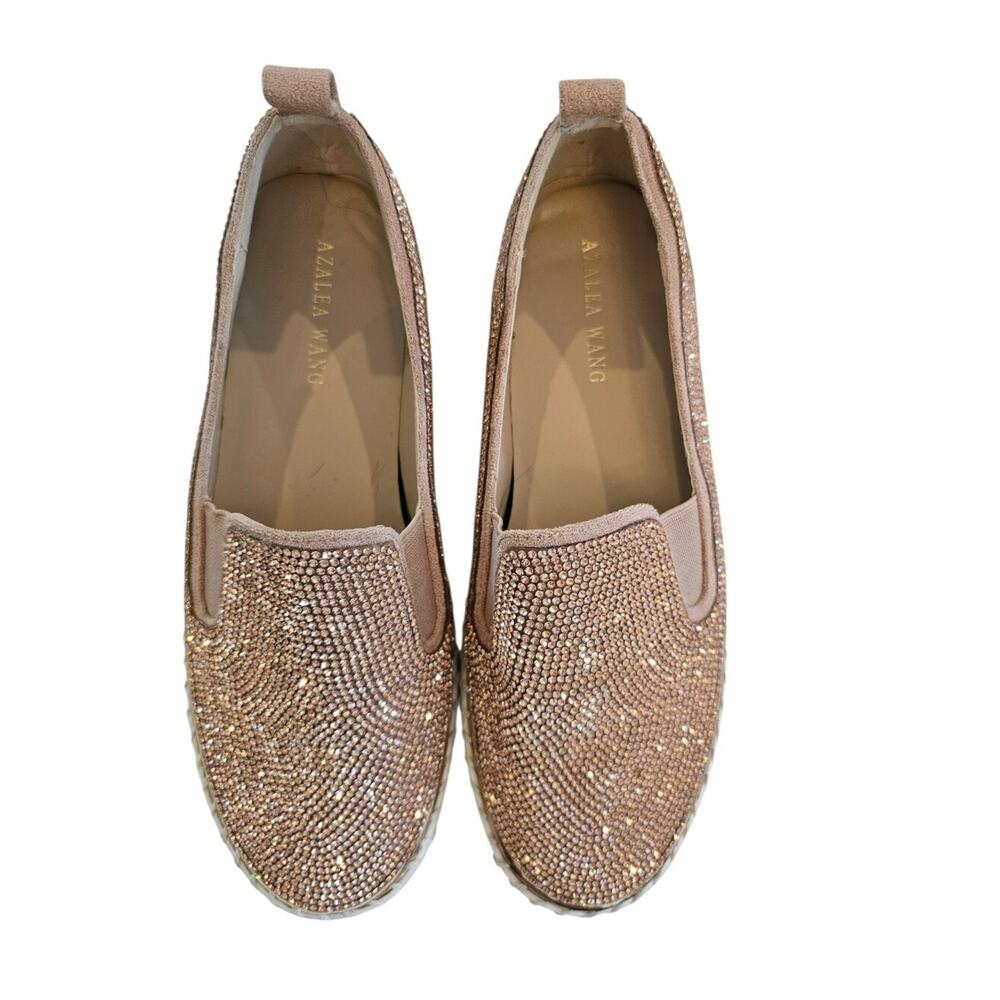Azalea Wang Slip-On Crystal Embellished Platform Sneakers - Rose Gold Size 7.5-8 - Picture 9 of 10